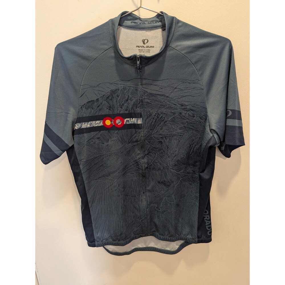 Pearl Izumi Pikes Peak Colorado Cycling Jersey Size L Full Zip Short Sleeve